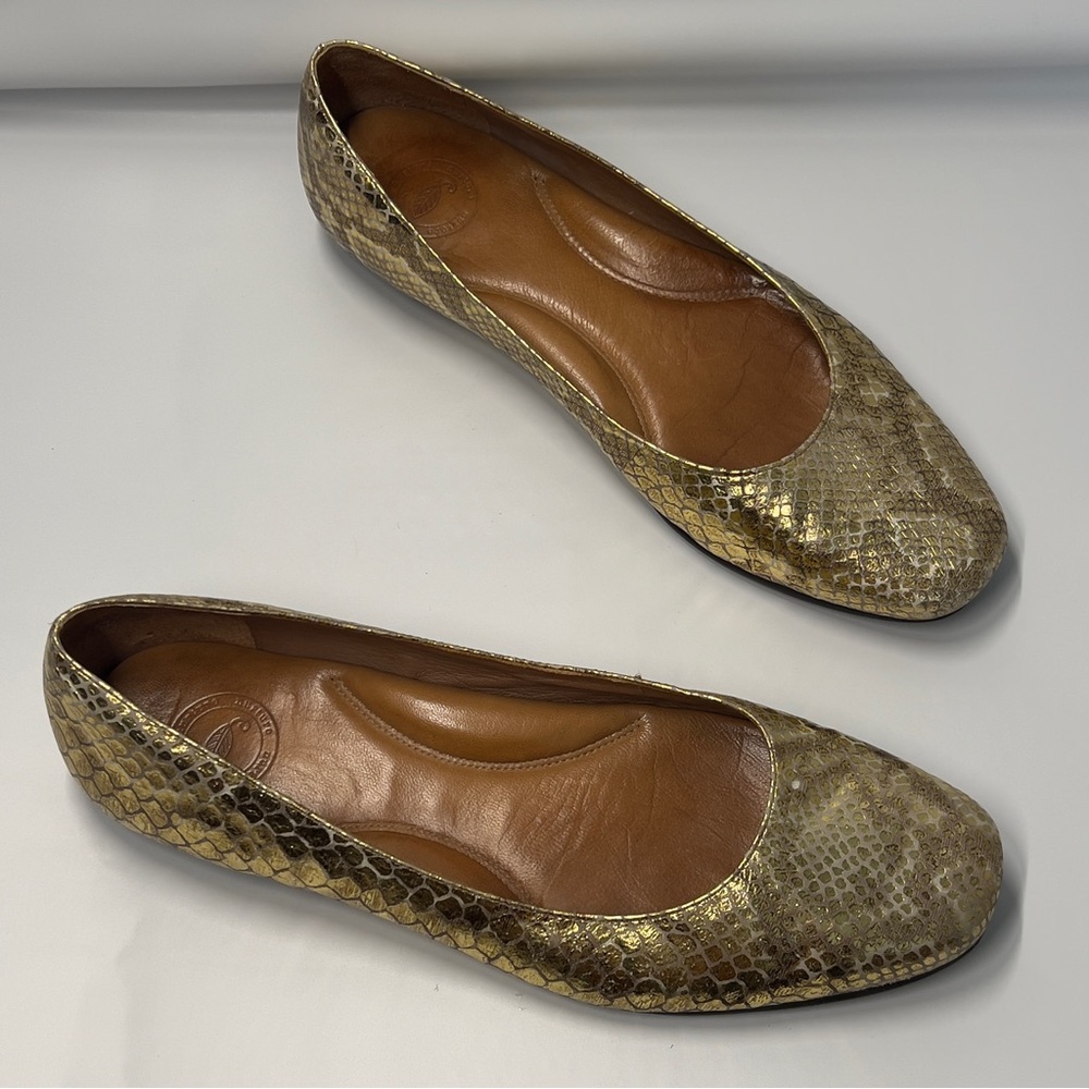 NURTURE 8M Slip On gold Yellow Snakeskin Ballet Flat